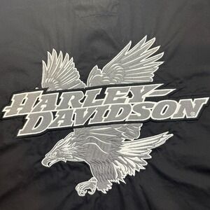 Harley Davidson Shirt Mens L Black Embroidered Eagle Long Sleeve‎ Biker Sturgis